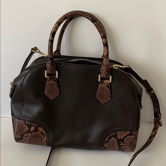 Michael Kors Dark Brown Snake Print Satchel - Picture 6 of 7